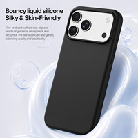 Coque en silicone liquide premium avec doublure en microfibre floquée et rebords surélevés pour l'écran et la caméra pour iPhone 18 Pro Max