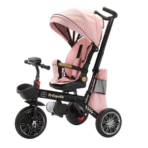 Tricycle pour bébé avec sécurité / Tricycle élégant pour bébé avec auvent pour enfants, 360 degrés, 6 en 1, poussette à 3 roues - Product Image 1
