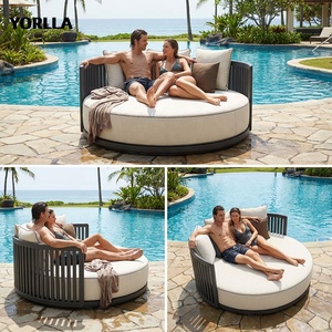 Mobilier de jardin en alliage d'aluminium de luxe personnalisable piscine ronde <span class=keywords><strong>lit</strong></span> pour l'extérieur hôtel salle à manger villa utilisation - Product Image 4