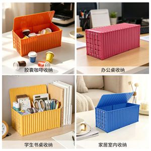 Boîte de rangement modèle conteneur en ABS, mini conteneur de marchandises décoratif, organisateur de bureau pour jeunes, logistique internationale - Product Image 3