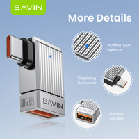 BAVIN grosir OTG69 120W 10Gbps USB 3.1 paduan Aluminium Adapter Converter Usb Female ke Tipe c kabel Male Otg