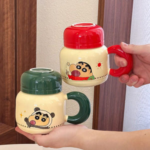 Zuo Mu Crayon Shin-chan Ceramic <b>Mug</b> <b>With</b> <b>Lid</b> Leak Proof Cute Couple Drinking Cup For Home Gift Spring 2025 - Product Image 3