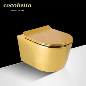 toilet sets bathroom Sanitary Ware Bathroom luxury commode gold rose wall hung toilet