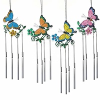 XIXI Peinture Diamant 5D en Acrylique DIY Kit Carillons Éoliens Attrape-Soleil en Cristal Pendentif Papillon Décoration Paysage Marin Artisanat Fait Main