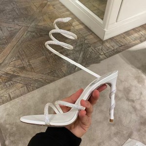 Sandalias de Mujer con Punta Abierta, Tacones Altos Finos y Sexys, Tiras de Serpiente a la Moda, Transpirables, Estilo Tobillero, Zapatos de Fiesta para Boda - Product Image 2