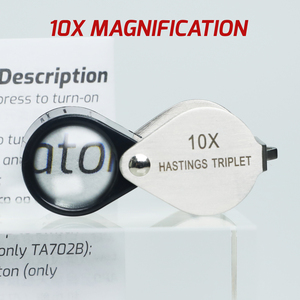 Lupa de Joyería 10X Hasting de Alta Calidad, Mini Lente Triple Portátil, Cuerpo de Acero Inoxidable, Diseño Plegable, Tamaño de Bolsillo - Product Image 4