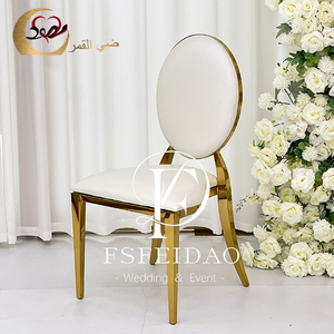 Silla de Comedor Moderna Apilable de Acero Inoxidable para Apartamento, con Respaldo Ovalado Dorado y Funda Extraíble, Venta al por Mayor - Product Image 4