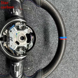 Volant sport en cuir avec assemblage en fibre de carbone, 4 branches, pour châssis F, kit de mise à niveau pour voitures électriques M3/M5/M6 - Product Image 4