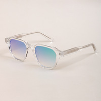 Gafas de Sol Vintage en Oferta, Retro, Poligonales, Pequeñas, de Alta Gama, UV400, Rectangulares, Montura Completa de PC para Unisex con Lentes Multicolores