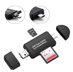 Yc320 OTG 3in1 đầu đọc thẻ Loại C phiên bản 3.0 USB Micro USB 2.0 Combo để 2 khe cắm TF SD Đầu đọc thẻ màu đen tốc độ cao Bộ chuyển đổi Hub - Product Image 2