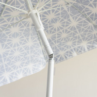 Vente en gros, parasol d'extérieur en os blanc 4.5mm en fibre de verre personnalisé, parasol de plage transfrontalier en polyester à transfert thermique