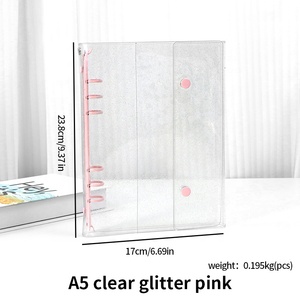 Album classeur A5 en PVC pailleté / Classeur de budget transparent avec 2 boutons / Idéal pour les <span class=keywords><strong>étudiant</strong></span>s, le travail ou le rangement des notes quotidiennes - Product Image 6