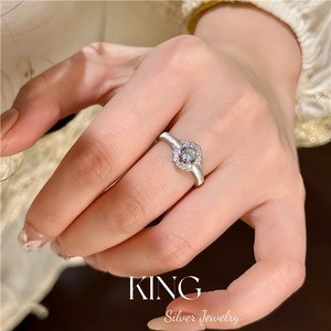 King Silver Jewelry Flower Diamond <b>Ring</b> S925 Sterling Silver Women's Engagement <b>Fine</b> <b>Ring</b> - Product Image 2