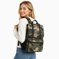 Sac à dos camouflage à rabat imperméable en polyester, sac à dos décontracté pour ordinateur portable, sac à dos de voyage pour hommes et femmes, sac à dos d'école, logo personnalisé