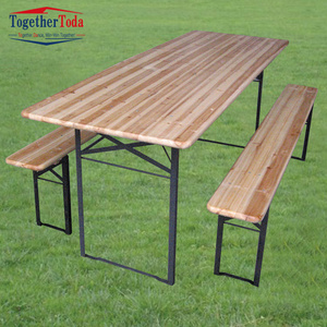 Meubles en bois sur mesure pour l'extérieur, table et bancs pliants pour pique-nique et bière en bois - Product Image 2