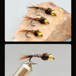 Appât de nymphe de queue de poulet sauvage à tête de cuivre avec hameçon barbelé Type d'appât leurre pêche à la <span class=keywords><strong>mouche</strong></span> crochet poilu - Product Image 5