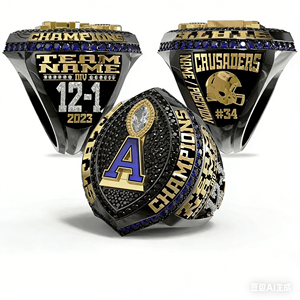 2026 Customized Men's Sports Championship <strong>Ring</strong> Alloy Gold Black Design <strong>Crystal</strong> Cut Jewelry for Rugby Softball &amp; Basketball - Product Image 3