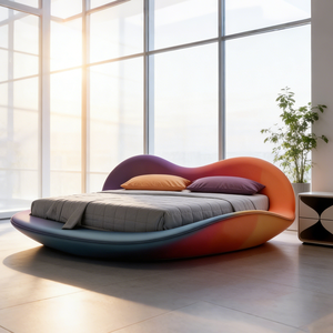Lit moderne unique de designer, forme organique, rembourrage <span class=keywords><strong>en</strong></span> tissu, luxe, dégradé de couleurs, meubles de chambre à coucher, maison, détente, doux et confortable - Product Image 5