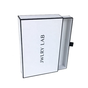 Simple Drawer Cardboard Jewelry Gift Box with Silk <b>Pouch</b> 2021 Custom Logo White Customized Accept CN;GUA Corrugated Board - Product Image 6