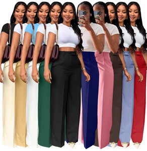 Y6012 Pantaloni Personalizzati Primavera-Autunno per Donne, Vita Alta, Gamba Larga Dritta, Pantaloni Casual da Ufficio per Signore - Product Image 2