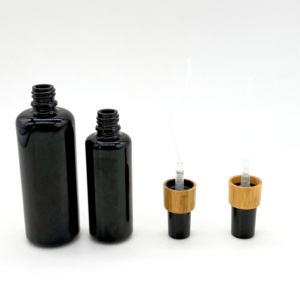 50ml Black Glass <strong>Spray</strong> Bottle with Bamboo Lids Luxury 30ml 50ml Black <strong>Spray</strong> Glass Bottle Round Cheap Oil Glass <strong>Spray</strong> Bottles - Product Image 2