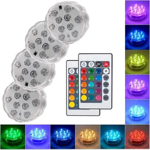 10 Led Controle Remoto RGB Luz Da Bateria Operado Submersível Subaquática Noite Lâmpada Ao Ar Livre Tigela Vaso Jardim Decoração Do Partido