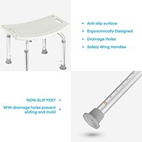 Chaise de douche réglable en hauteur en aluminium pour salle de bain, vente en gros