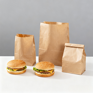 Bolsa de Papel Kraft Ecológica Biodegradable Marrón para Pollo Frito para Llevar, Logotipo Personalizado, Resistente a la Grasa, Embalaje para Cadenas de Comida Rápida - Product Image 1