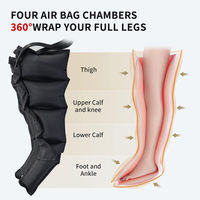 Masseur de jambes à compression d'air sans fil à 4 chambres, bottes de compression séquentielle pour la circulation des jambes et la relaxation musculaire