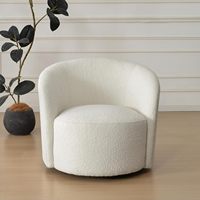 Fauteuil pivotant KINWELL 34 pouces, style mid-century modern, rembourré en tissu bouclé, sans assemblage, pour salon, chambre, meubles de maison