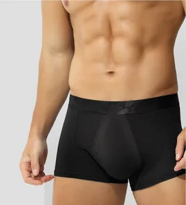 Baru celana dalam pria seksi bersirkulasi celana pendek kantong 3D warna polos Boxer pria kustom M ~ 4XL untuk grosir