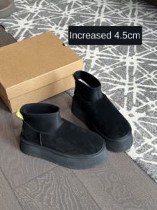 Botas Cortas de Invierno para Mujer, Tipo Lápiz, con Punta Redonda, Elásticas, Transpirables, Acolchadas y Cálidas, de Piel de Oveja, para la Nieve - Product Image 4