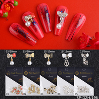 Joias para unhas 3d, joias de liga de metal para unhas artísticas, laço, strass, diamante, pingentes para unhas