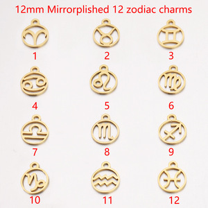 Pendentifs en acier inoxydable plaqué or creux avec 12 signes du zodiaque pour la fabrication de bijoux - Vente en gros - Product Image 4