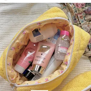 Tas Organizer kosmetik estetis Preppy case perjalanan Perawatan Kulit perlengkapan mandi quilt Makeup tas ritsleting towelling kantong untuk wanita