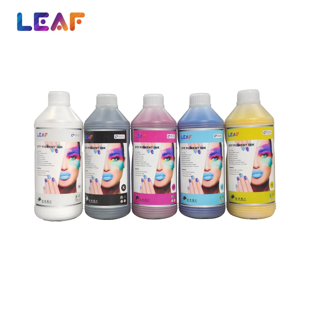 LEAFプロフェッショナルプレミアム印刷インク1000ml顔料DTF水性プリンターインク、インクジェットプリンター用の鮮やかな色