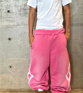 <span class=keywords><strong>Pantaloni</strong></span> da Jogging Rosa Personalizzati per <span class=keywords><strong>Uomo</strong></span>, Stile Vintage Oversize con Stampa Laterale, Effetto Invecchiato - Product Image 2