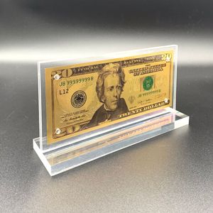 Support d'affichage de billets de banque en acrylique personnalisé en usine avec feuille d'or en forme de T pour billets de banque en dollars américains, souvenir, cadeau, affichage - Product Image 3