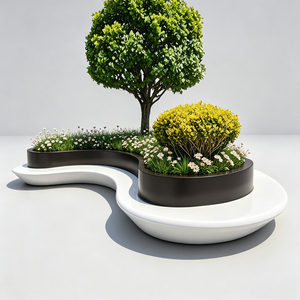 Bancs-jardinières modulaires en PRV résistants aux intempéries pour centres commerciaux et hôtels - Product Image 1