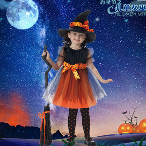 Disfraz de Bruja de Halloween para Niñas, Vestido Naranja con Sombrero, 5-7 Años, Traje para Actuaciones, Cosplay y Fiestas - Product Image 3