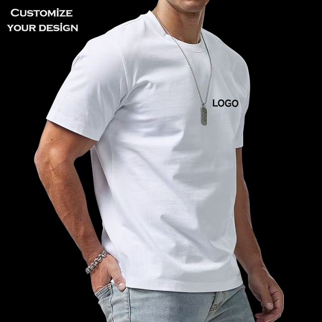 OEM/ODM Wholesale Custom 100% Cotton Casual Knitted Men's T-Shirt with Pattern High Quality 220 Grams Long Print Logo