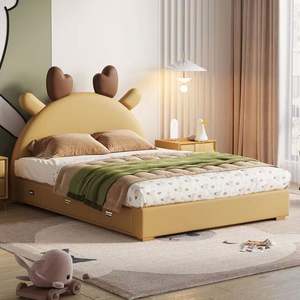 Cartoon Deer Kids <b>Bed</b> Creative Design 1.2m <b>Single</b> <b>Bed</b> <b>with</b> <b>Storage</b> Modern Minimalist for Boys Girls Teens - Product Image 5