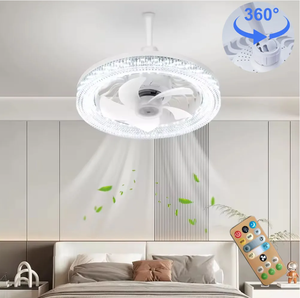 Điều khiển từ xa E27 Quạt đèn 4 tốc độ 360 ° lưu thông không khí cho phòng bếp nhà chiếu sáng hiện đại quạt trần với ánh sáng <span class=keywords><strong>LED</strong></span> - Product Image 1