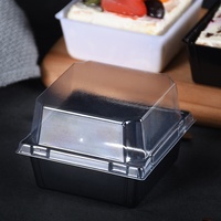 Boîte d'emballage alimentaire carrée en PP jetable Y153 pour gâteaux et pains, épaisseur 0,3 mm, lot de 50 pièces sous blister