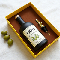 Bouteille en verre de qualité alimentaire de 500 ml, 200 ml, 375 ml, 750 ml, 1000 ml pour huile d'olive avec dispositif de versement en liège et coffret d'emballage