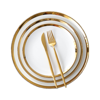 Service de vaisselle de luxe en porcelaine fine écologique – Assiettes à dîner et à salade pour services de restauration complète, maison et restaurant