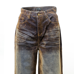 <span class=keywords><strong>Jeans</strong></span> <span class=keywords><strong>Neri</strong></span> Casual a Gamba Larga in Denim Cerato per Uomo e Donna, Stile Street alla Moda per Tutte le Stagioni - Product Image 2