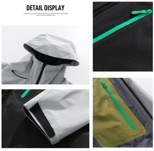 Veste coupe-vent imperméable de haute qualité, ultra-légère, à capuche, pour le sport de plein air, unisexe, avec fermeture éclair, coque rigide - Product Image 6