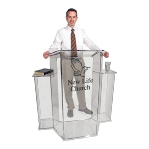 Soporte de púlpito de iglesia de acrílico grande de podio real de acrílico transparente personalizado para presentaciones y conferencias - Product Image 5