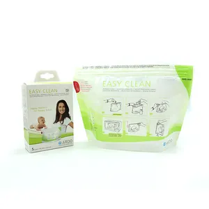 Custom Merk Bedrukte Magnetron Sterilisatie Tas Microwaveable Plastic Zak Voor Babyfles Bpa Gratis